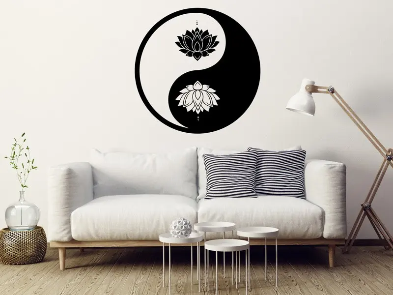 Autocolante de parede Yin-Yang Flor de lotus