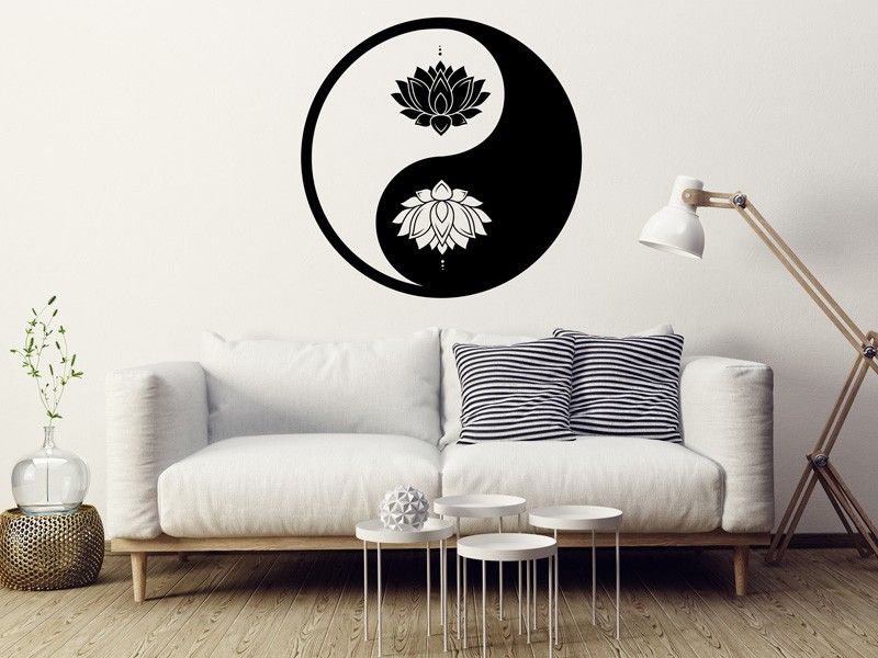 Autocolante de parede Yin-Yang Flor de lotus