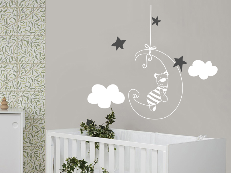 Sticker mural Ourson sur la lune résultat en situation