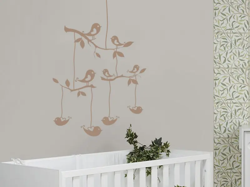 Sticker mural Nature Branches Oiseaux 2 résultat en situation gros plan Sticker Branches Oiseaux 2