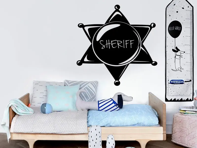 Sticker mural Chevaliers / Cowboys / Héross Etoile de Sherif résultat en situation Stickers Etoile de Sherif