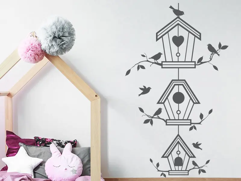 Sticker mural Stickers Oiseaux Cages à Oiseaux résultat en situation gros plan Sticker Cages à Oiseaux