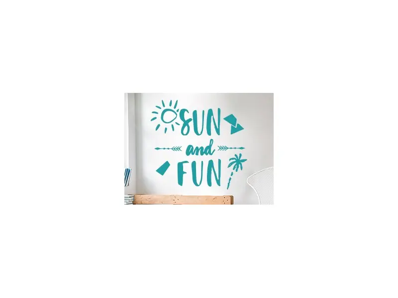 Sticker mural Motivation Summer Fun and Sun résultat en situation gros plan Sticker Summer Fun and Sun