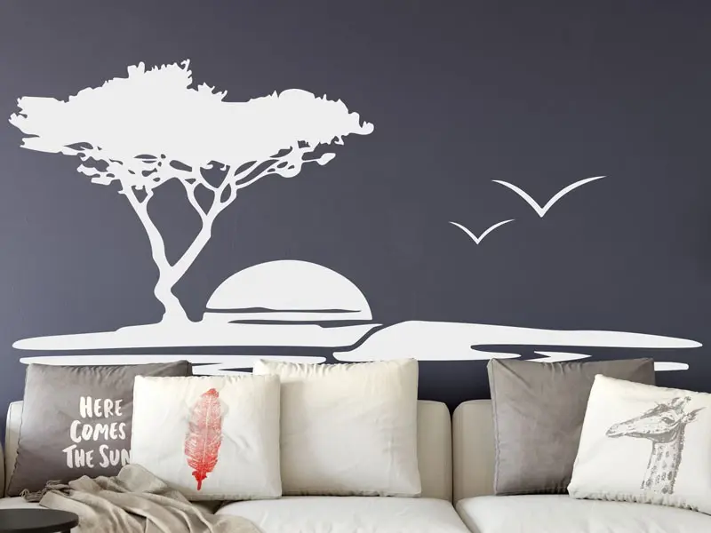 Sticker mural Paysages & Skylines Paysage Coucher du Soleil résultat en situation gros plan Sticker Paysage Coucher du Soleil