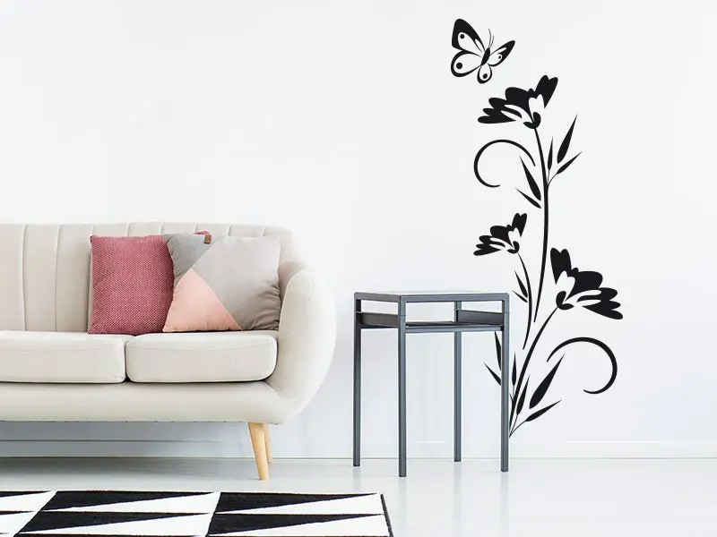 Sticker mural Stickers muraux fleurs Floral Papillon 3 résultat en situation Sticker Floral Papillon 3