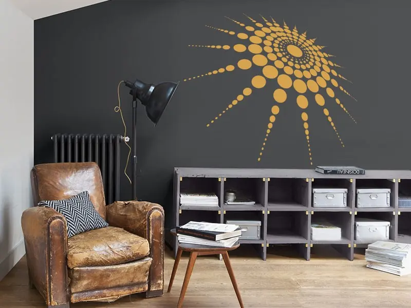 Sticker mural Illusion & Abstrait Soleil Illusion résultat en situation Sticker Soleil Illusion