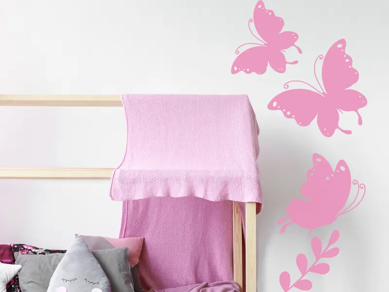 Sticker mural Stickers Papillons Vol Papillons 3 résultat en situation gros plan Sticker Vol Papillons 3