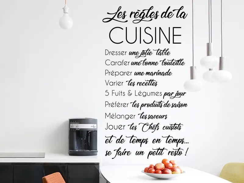 Sticker mural Textos & Receitas Les Règles de la Cuisine 2 résultat en situation gros plan Sticker Les Règles de la Cuisine 2