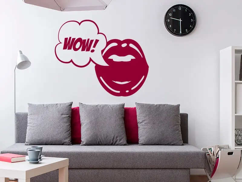 Sticker mural Pop Art Pop Art Bouche résultat en situation Sticker Pop Art Bouche