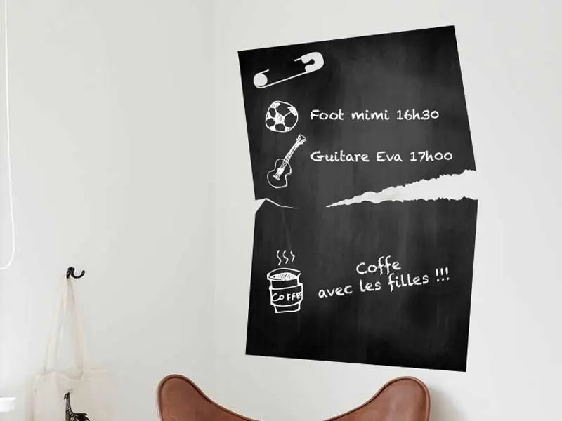 Sticker mural Stickers Ardoises Ardoise Feuille déchirée résultat en situation gros plan Sticker Ardoise Feuille déchirée