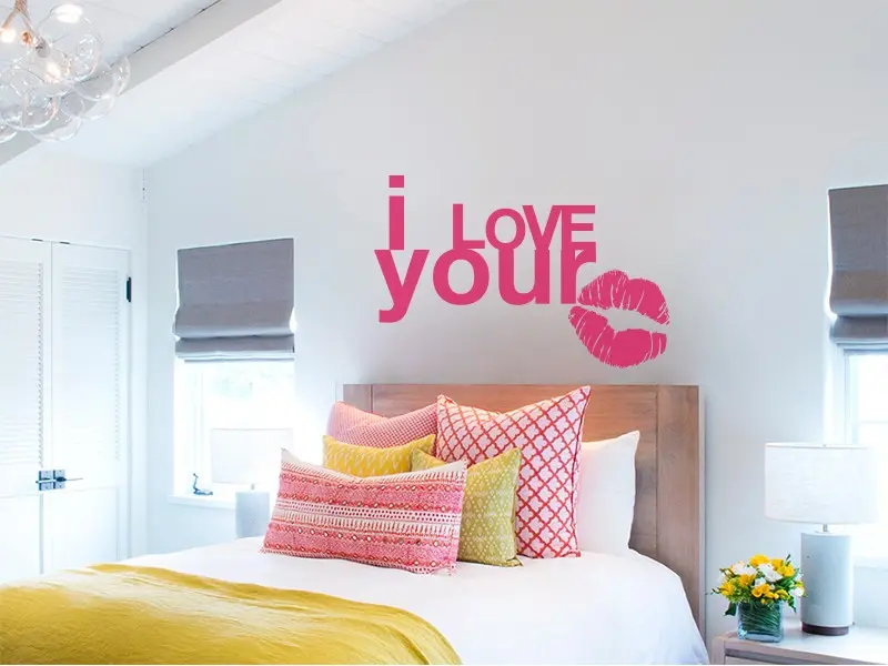 Sticker mural Citations d'Amour I Love You Bouche résultat en situation gros plan Sticker I Love You Bouche