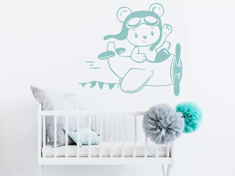 Sticker mural Avion Ourson résultat en situation