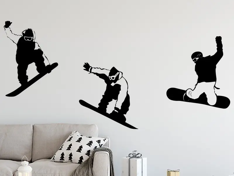 Sticker mural Autres Sports Pack 3 Snowboard résultat en situation gros plan Sticker Pack 3 Snowboard