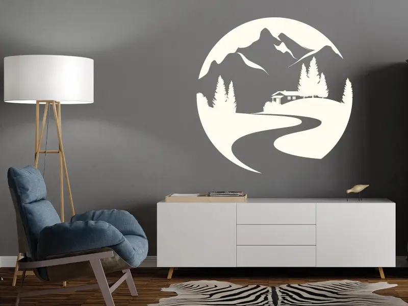 Sticker mural Paysage Montages 3 résultat en situation