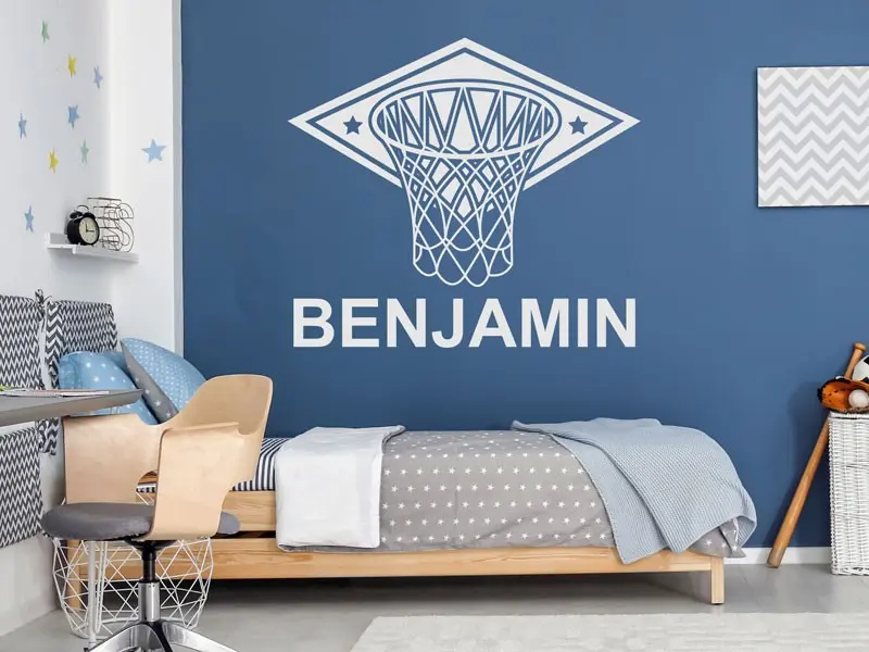 Sticker mural Stickers Sport Panier de Basketball personnalisable résultat en situation Sticker Panier de Basketball personnalisable