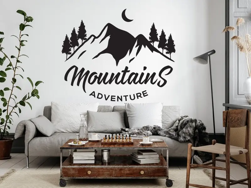 Sticker mural Paysages & Skylines Paysage Montagne 2 résultat en situation Sticker Paysage Montagne 2
