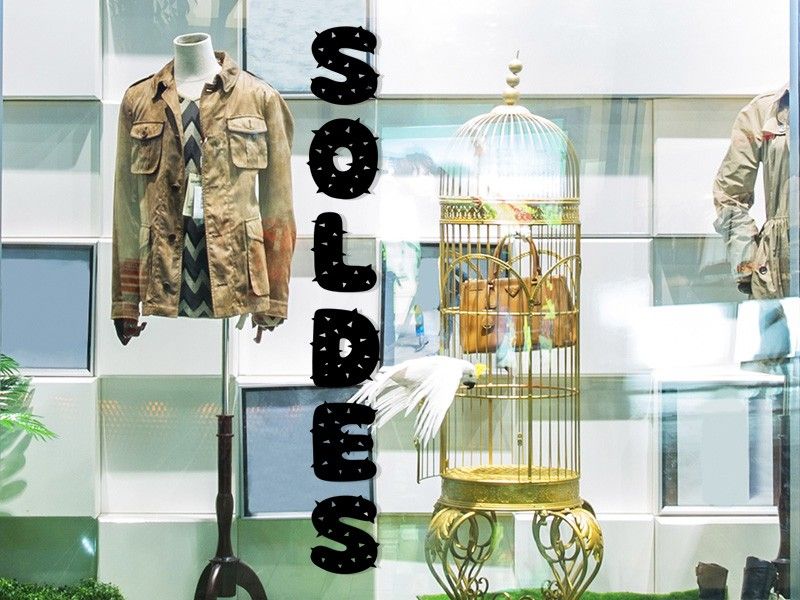 Autocolante para montra Soldes Cactus Vertical