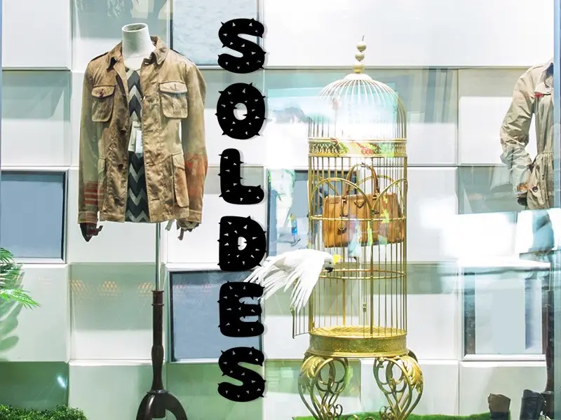 Sticker vitrine Soldes Cactus Vertical