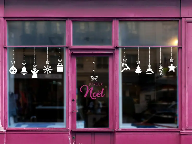 Sticker mural Noël Guirlande de Noël Personnalisé résultat en situation Sticker Guirlande de Noël Personnalisé