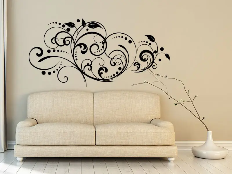 Sticker mural Stickers muraux fleurs Ornement Floral 3 résultat en situation Sticker Ornement Floral 3