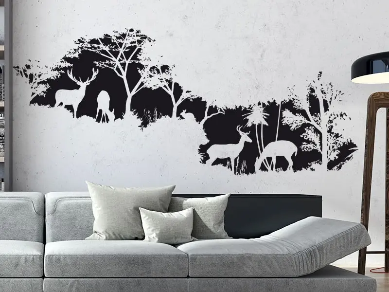 Sticker Paysage Cerfs