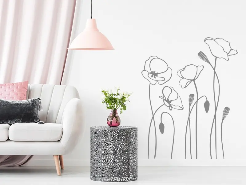 Sticker mural Stickers muraux fleurs Coquelicots résultat en situation Sticker Coquelicots