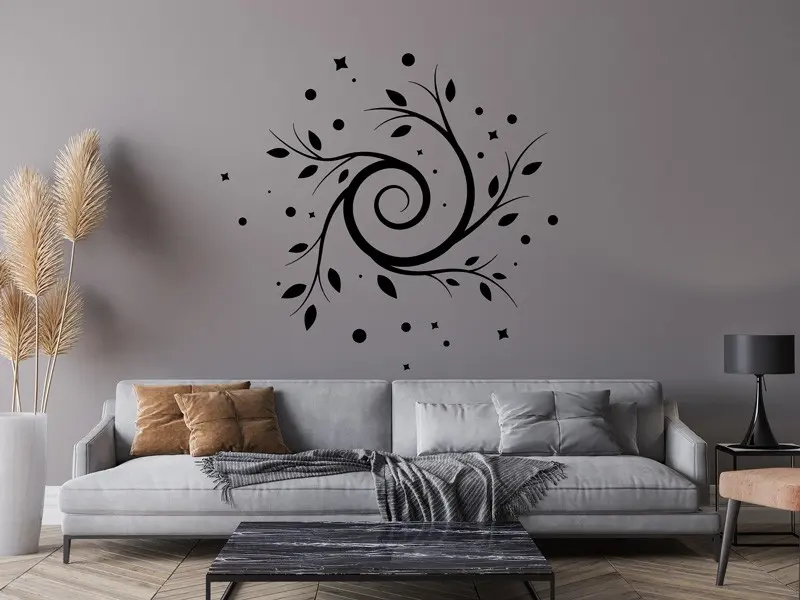 Sticker mural Stickers muraux fleurs Ornement Spirale Floral résultat en situation Sticker Ornement Spirale Floral