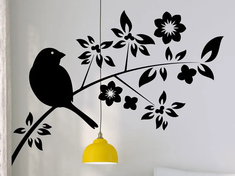 Sticker mural Branches Branche Oiseau 8 résultat en situation gros plan Sticker Branche Oiseau 8