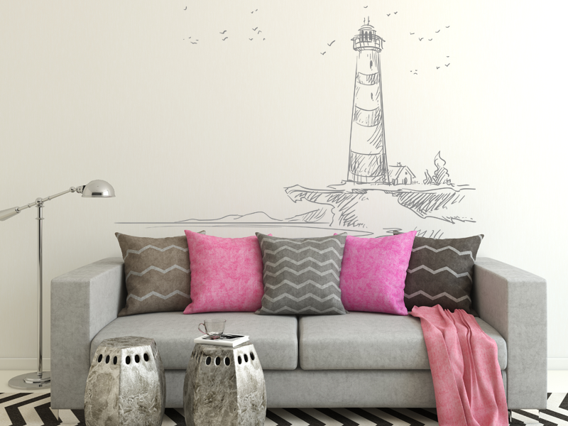 Sticker mural Paysage Mer Phare résultat en situation