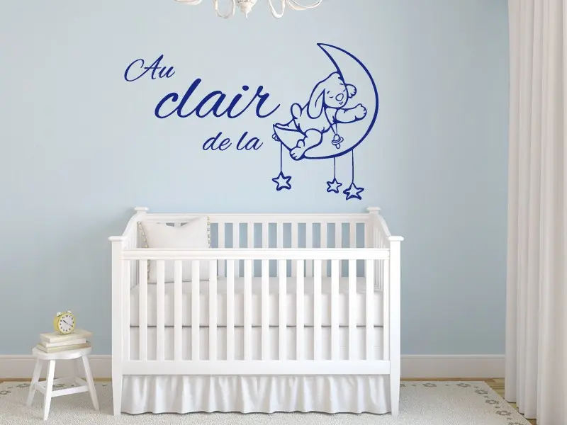 Sticker mural Citações Comptine Au clair de la lune résultat en situation Sticker Comptine Au clair de la lune