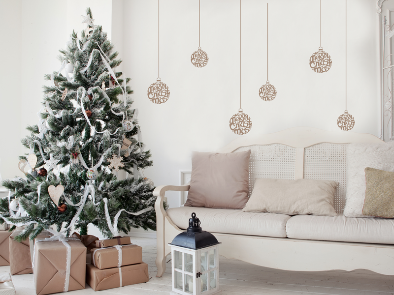 Sticker mural Pack Boules Merry Christmas résultat en situation
