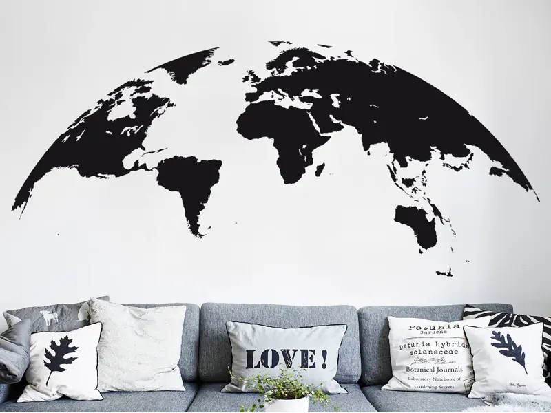 Sticker mural Cartes du Monde Mappemonde Globe résultat en situation gros plan Sticker Mappemonde Globe