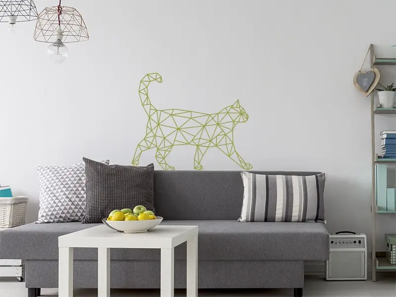 Sticker mural Origami - Géométrie Chat Géométrique résultat en situation Sticker Chat Géométrique