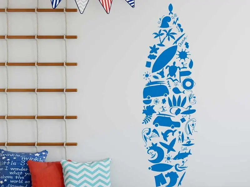 Sticker mural Surf Planche Surf Icônes résultat en situation gros plan Sticker Planche Surf Icônes