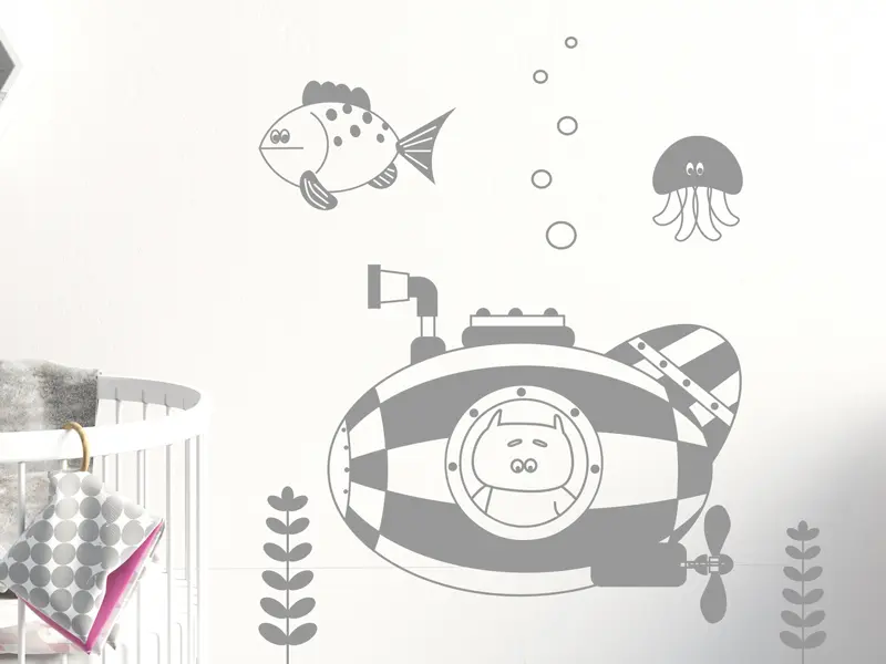 Sticker mural Oursons Ourson Sous-marin résultat en situation gros plan Sticker Ourson Sous-marin