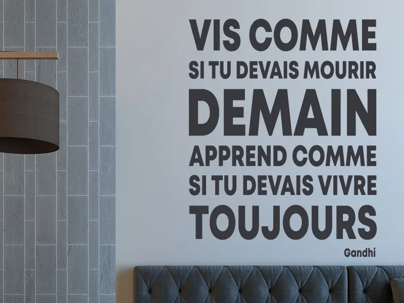 Sticker mural Citations d'Auteur Citation Vis de Gandhi résultat en situation gros plan Sticker Citation Vis de Gandhi