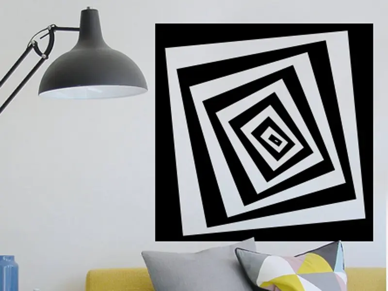 Autocolante Quadrado Ilusão résultat en situation gros plan Autocolante Quadrado Ilusão