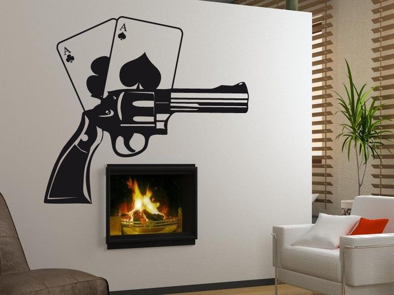 Autocolante de parede Poker Revólver