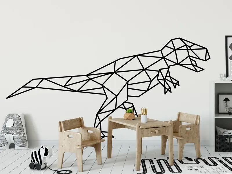 Sticker mural Dinosaures Dinosaure T-Rex Géométrique résultat en situation Sticker Dinosaure T-Rex Géométrique