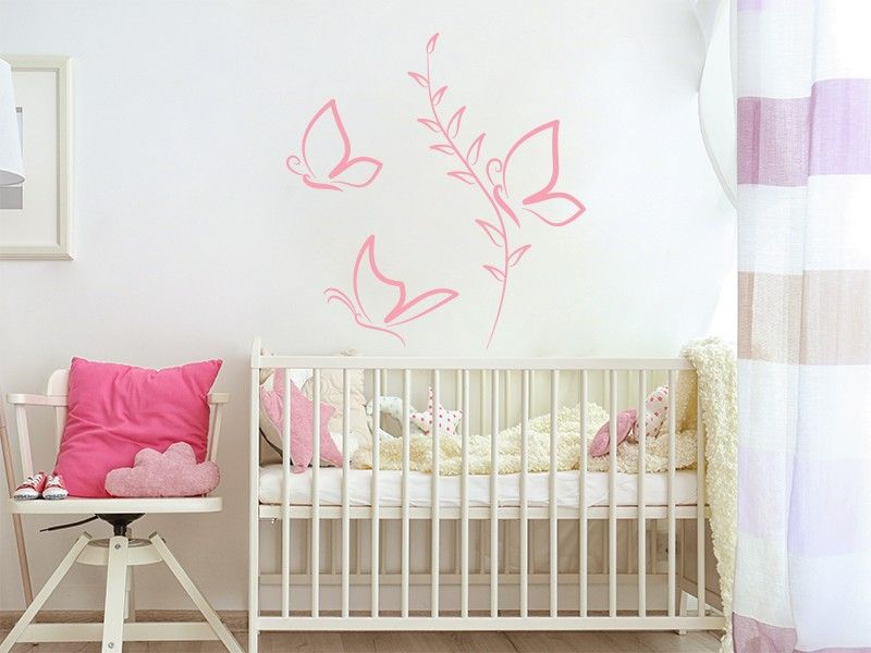 Sticker mural Papillons Fleur résultat en situation