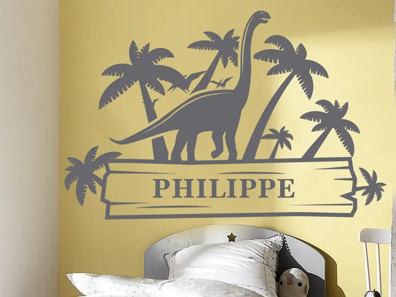 Sticker mural Dinosaures Dinosaure Personnalisé résultat en situation gros plan Sticker Dinosaure Personnalisé